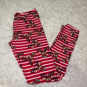 Christmas reindeer striped soft leggings